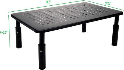 Mind Reader Monitor Stand, Height Adjustable, Ventilated Laptop Riser, Office, Metal, 14.5"L x 9.25"W x 5.5"H, Black