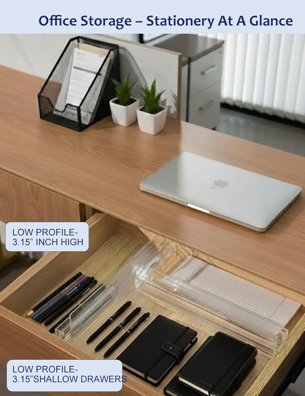 Smoky Gray Drawer Dividers with Non-Slip Adhesive, 5 Pack Adjustable Drawer Dividers for Clothes & Makeup, 3.15" Deep Plastic Drawer Separators for Dresser, Office Desk & Bathroom Cabinet