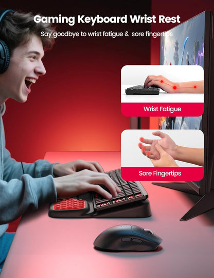 Vaydeer Wrist Rest with Keyboard Stand, Computer Wrist Support Pad, Ergonomic Keyboard Riser Holder Lift Tray with Wrist Pad, Soft Memory Foam Desk Cushion, Palm Hand Typing for Office Home Gift-Blue