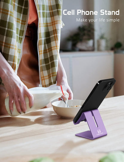 Desktop Cell Phone Stand Holder, Aluminum Solid Portable Universal Desk Stand for iPhone 16 15 14 13 12 11 X 8 7 6 Plus 5 Ipad 2 3 4 Mini Samsung Huawei All Mobile Smart Phone, Silver