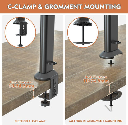 HEMUDU Single Desk Monitor Arm Mount Stand Fit for 13 inch to 32 inch Flat Curved Computer Screen with Swivel, Height Adjustable, Rotation,Holds up to 77lbs, Black
