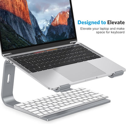 OMOTON Laptop Stand, Detachable Laptop Mount, Aluminum Laptop Holder Stand for Desk, Compatible with MacBook Air/Pro, Dell, HP All Laptops (11-16 inch), Silver