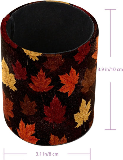 Leather Pen Holder for Desk, Love Cherry Pencil Organizer Pencil Cup Desk Decor Makeup Brush Holder Multifunctional Office Supplies for Home,Office, School