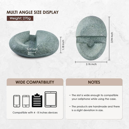 Artificial Stone Cell Phone Stand for Desk Handcraft Pebble Shape Minimalist Decor for Desk Kitchen Counter Office Easy of Use Sturdy and Stable(Beige Yellow)
