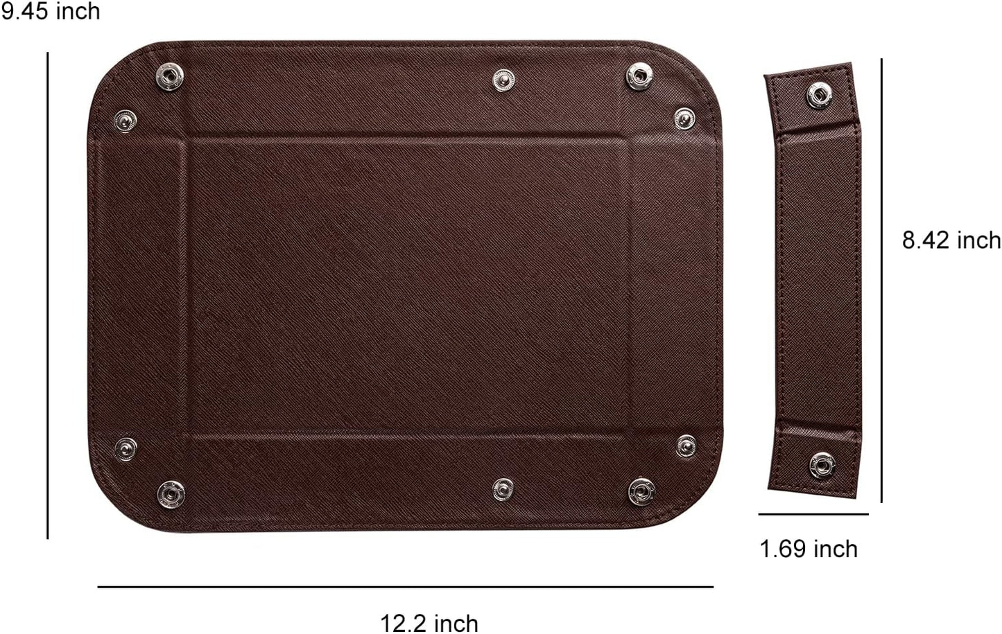 BONNY DODO Valet Tray for Men PU Leather Tray Organizer with Partition, Storage Keys, Watch & Practical Storage for Table Nightstand Living Room Bedroom (Dark Brown-Square)