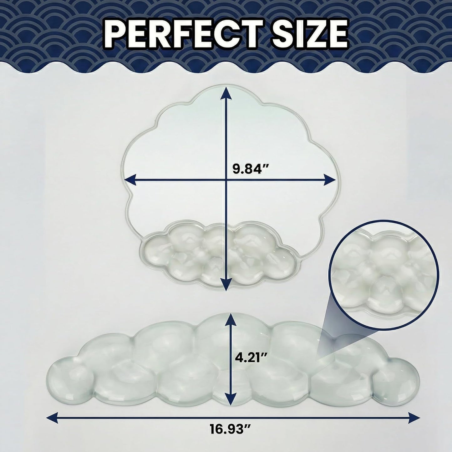 Ergonomic Cloud-Shaped Keyboard Wrist Rest & Non-Slip Mouse Pad Set, Soft Gel Support, Easy-to-Clean, Durable, Ideal for Long Work & Study Hours