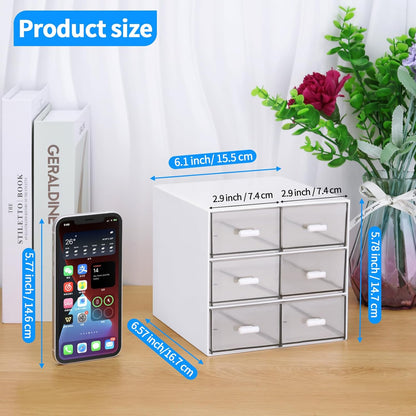 Desk Organizer with 5 Drawers, Rectangular Office Stationery Supplies Desktop Drawers, Plastic Makeup Storage, Suitable for Office, School, Home (Pink & 5 Drawers)