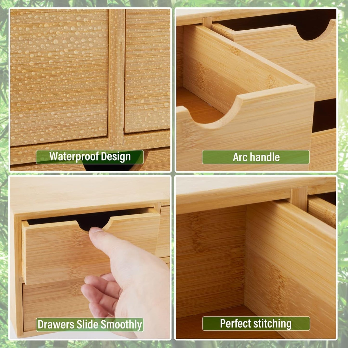 Charmewooden Bamboo Desk Organizer With Drawers Countertop Drawers Counter Storage Box Corner Desk Organizer for Home Office No Assembly Required (2 Drawers)