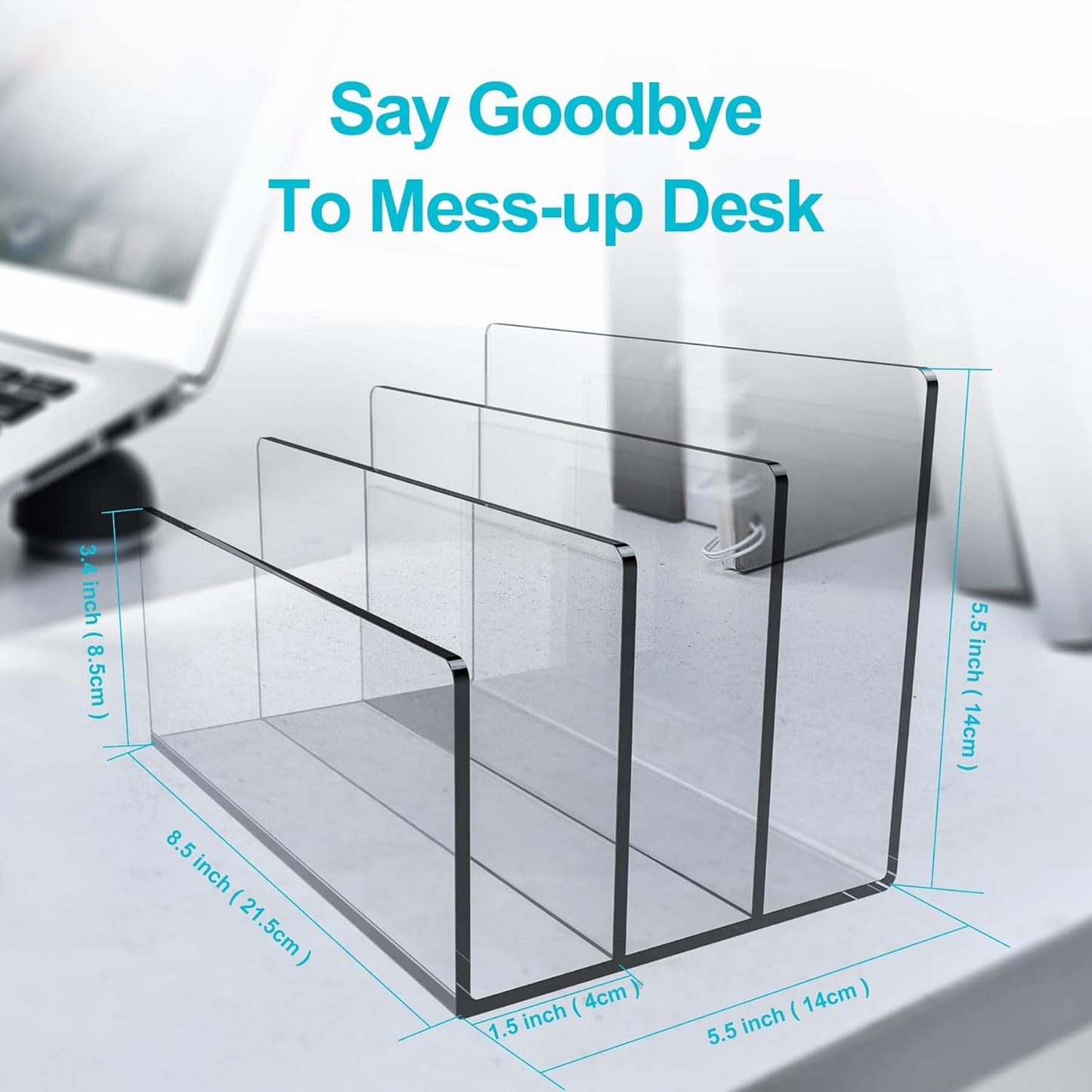 Boloyo Acrylic File Holder,1PC 2 Sections Clear File Organizer Mail Letter Sorter Desktop Folder Holder for Home Office School Envelope Bill Filling Paper Document