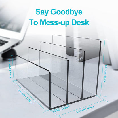 Boloyo Acrylic File Holder,1PC 2 Sections Clear File Organizer Mail Letter Sorter Desktop Folder Holder for Home Office School Envelope Bill Filling Paper Document