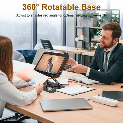 Book Stand for Reading, Adjustable Book Holder with 360° Rotating Bases, Foldable Designs, and Elastic Clips, Multifunctional Display Stand for Recipe, Cookbooks, Magazines, Tablets, Laptops