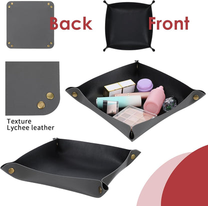8 Pack Valet Tray PU Leather Jewelry Tray for Women and Man Portable Catchall Travel Storage Dish Plate Key Trays For Entryway Desk Organizer for Phone, Keys, Glasses, Wallet, Earphone, Watch, Coin