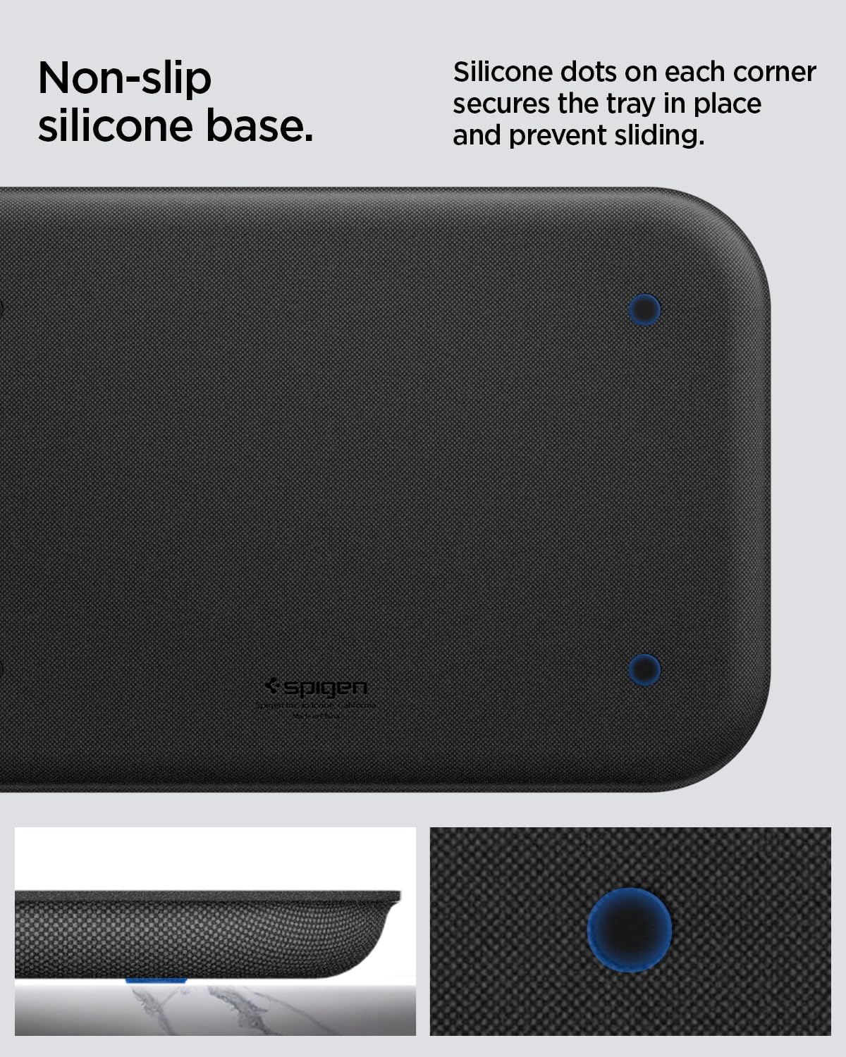 Spigen Modern Valet Tray Premium PU Storage Stylish Organizer Designed for Entryway Bedside Nightstand Desk for Key, Wallet, Watch, Phone, Jewelry, and Everyday Carry Accessories - Black (Sectional)