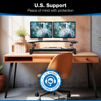 Mount-It! Standing Desk Converter, Compact 25" Sit Stand Desk Riser with Gas Spring Lift, Adjustable Height Desktop Riser for Laptop, Monitor, and Keyboard, Small Home Office Desk Converter