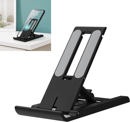 Foldable Phone Stand for Desk | Six Position Adjustable Folding Bracket for Cell Phone | Black Cellphone Holder for Desk & Smartphone Stand | Cellphone & Accessories for Men & Women