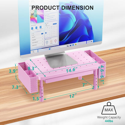 WALI Computer Monitor Stand with Storage, Desk Monitor Riser 3 Height Adjustable, Laptop Riser with Airflow Vents, Desk Organizer for Computer, Laptop, Printer (PTT002-B), 1 Pack, Black