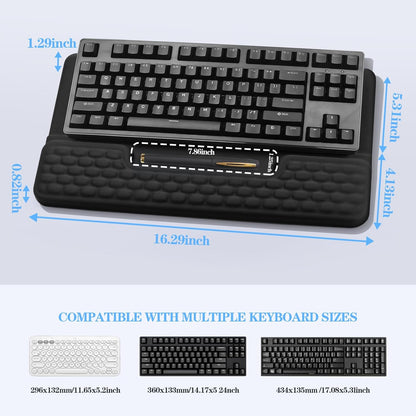 Computer Keyboard Stand Pad with Wrist Rest, Ergonomic Comfy Tilted Keyboard Stand Riser Holder Pad for Office Home (Black)