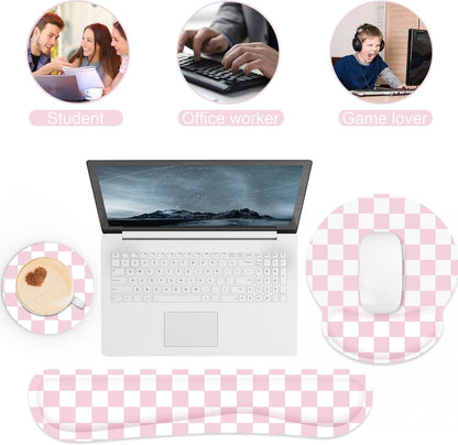 Ergonomic Mouse Pad with Wrist Rest and Keyboard Wrist Rest, Memory Foam Wrist Rest for Computer Keyboard, Easy Typing, Pain Relief, Mouse Pad Wrist Support for Gaming,Office, Laptop, Black Flower