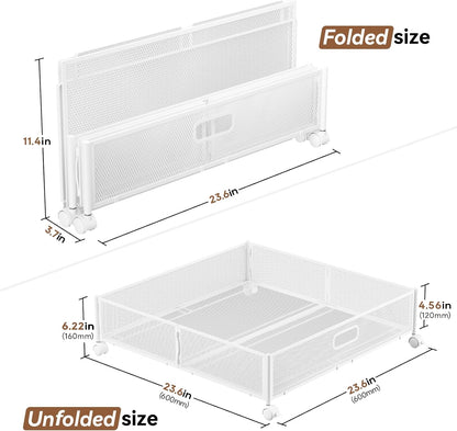 PHINOX Under Bed Storage Containers with Wheels, Under Bed Shoe Storage Organizer Drawer, Tool-free Assembly Metal Storage Containers for Bedroom Clothes Shoes Blankets -2PCK