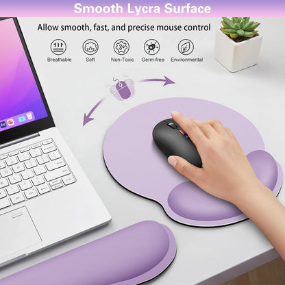 Mouse Pad with Wrist Rest Set, Qomolama 3-in-1 Wrist Support Mouse Pad Set, Floral Gaming Mousepad with Anti-Skid Base,Ergonomic Mouse Pad,Memory Foam Keyboard Gel Wrists Rest