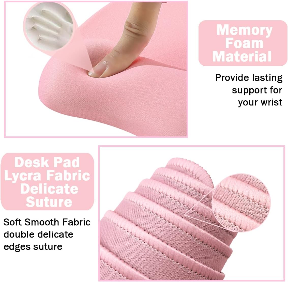 Memory Foam Set Wrist Rest Pad & Mouse Wrist Rest Support,Ergonomic Design for Office,Home,Laptop,Desktop Computer,Gaming Keyboard - Pink
