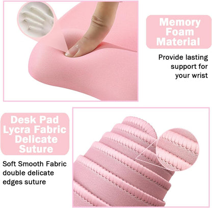 Memory Foam Set Wrist Rest Pad & Mouse Wrist Rest Support,Ergonomic Design for Office,Home,Laptop,Desktop Computer,Gaming Keyboard - Pink