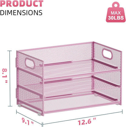 Marbrasse 3 Tier Paper Organizer Letter Tray, Mesh File Organizer with Handle, Paper Sorter Desk Organizer for Home Office Supplies