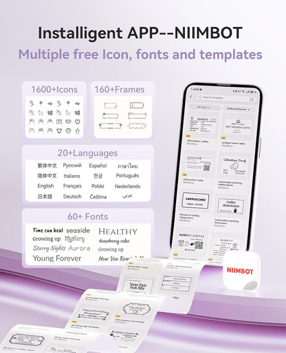 NIIMBOT B21 Pro Label Maker, 300DPI HD Label Printer, Ideal for Notes,Photos, Study Graphics, Memo Maker,50x30mm Label(Black)