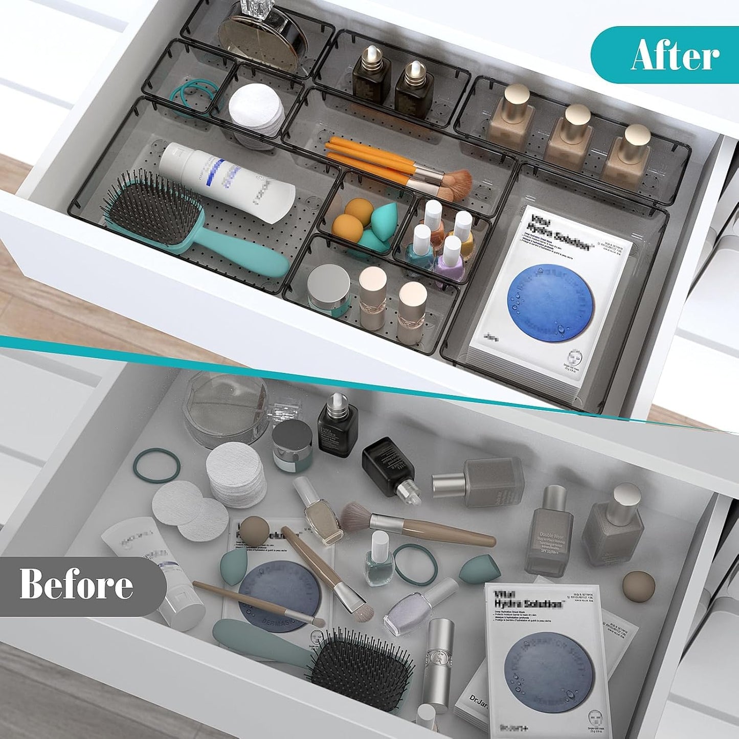 StorMiracle 28 PCS Clear Plastic Drawer Organizers Set, 4 Size Desk Drawer Organizer Trays for Makeup, Jewelry, Kitchen Utensils, Gadgets and Office Accessories