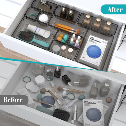 StorMiracle 28 PCS Clear Plastic Drawer Organizers Set, 4 Size Desk Drawer Organizer Trays for Makeup, Jewelry, Kitchen Utensils, Gadgets and Office Accessories