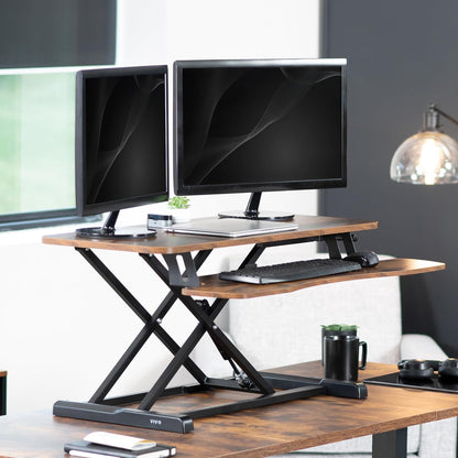 VIVO 26 inch Desk Converter, K Series, Height Adjustable Sit to Stand Riser, Dual Monitor and Laptop Workstation with Keyboard Tray, Black, DESK-V026KB
