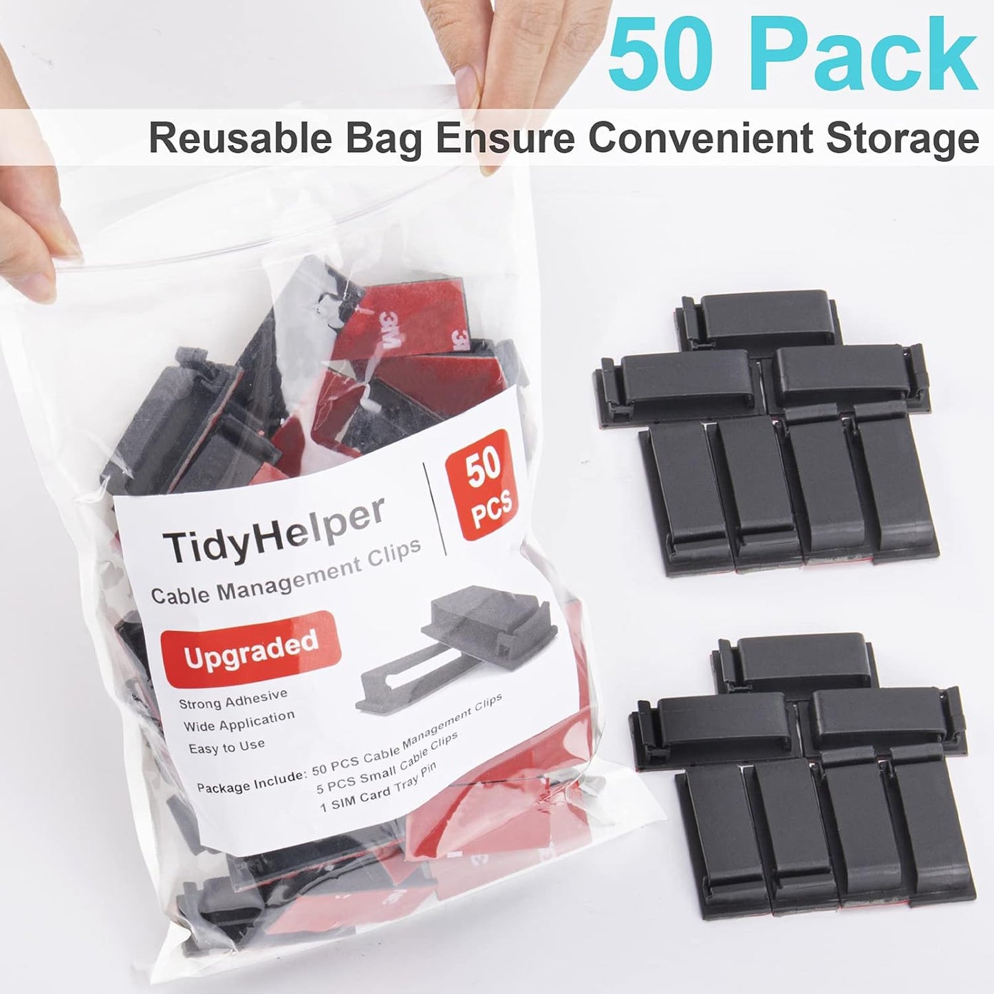 120 PCS Cable Clips, Adhesive Cord Clips for Wires on Wall, Strong Wire Clips Holders Cord Organizer for Cable Management, Christmas Lights, USB, Phone Charger, Cat 6, Car Dash Cam (Small, Black)