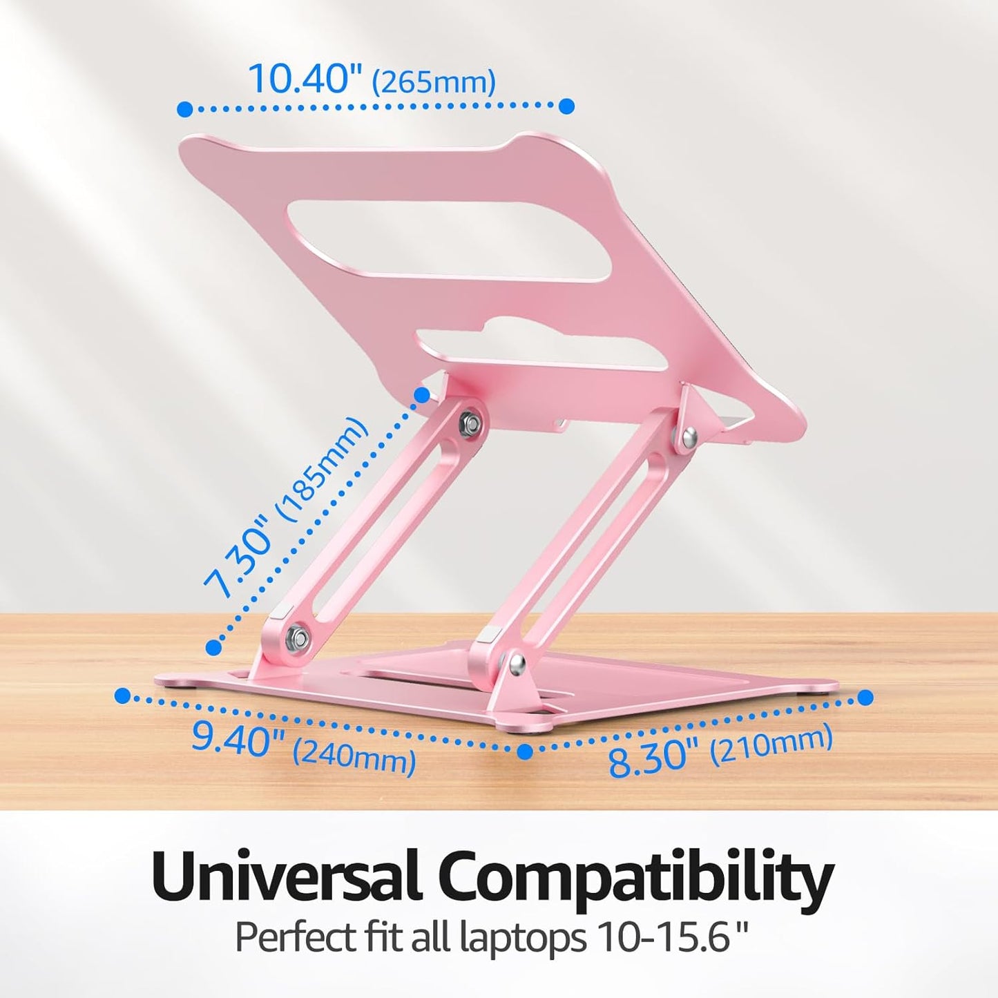Urmust Laptop Notebook Stand Holder Adjustable Laptop Stand Portable Computer Riser Compatible with MacBook Air Pro HP Dell XPS Lenovo All Laptops 10-15.6"(Rose Gold)