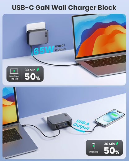 USB C Charger 200W USB C Charger Block,Upgraded GaN III 8-Port Fast Charging Station Hub,PD 65W Laptop Charging Adapter Compatible with MacBook Pro/Air,DELL,Steam Deck,iPhone 16/15/14,Galaxy S23/22