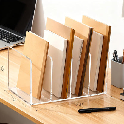 YUXUN Acrylic Desk File Organizer - 3 Section Vertical File Folder Rack, Clear Desktop Sorter for Home/Office/Classroom, Holds Magazines, Binders, Notebooks, Envelopes & Documents