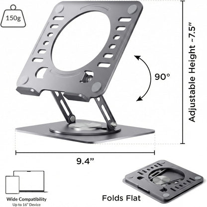 Uncaged Ergonomics Swivel Laptop Stand for Desk, Adjustable Computer iPad Stand for Desk w/ 360 Rotation, Portable Laptop Holder for Home Office Ergonomic Supplies (Black)