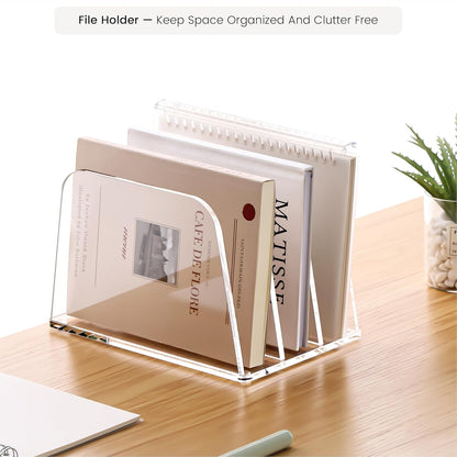 YUXUN Desk File Organizer,5-Section Vertical Clear Acrylic Desk Organizer File Holder Mail Sorter Office Organization for Office Home &Classroom（B5）