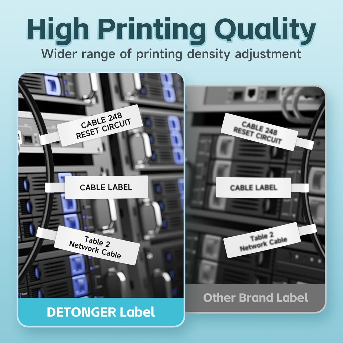 Thermal Cable Labels DETONGER 1/2 Width Compatible Tape Refills Label Stickers Film Coatedfor Label Maker Tapes Home Office School Business Use Sticky Liquid-Proof 0.5" x 4.3"-65 Labels White Cable