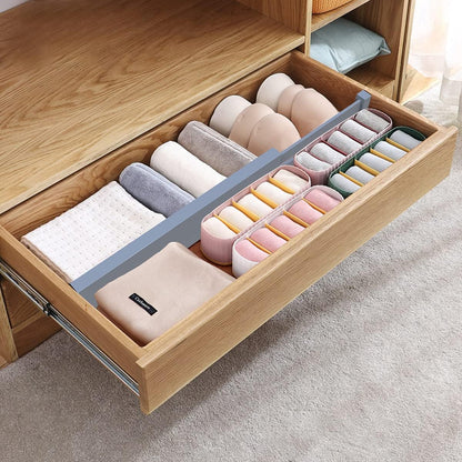 ANTOWIN Bamboo Drawer Dividers Organizers, Drawer Separators Splitter,17-22 inches Long Adjustable Spring-loaded Organizer for Large Utensil, Clothes, Tools Drawers(yellow)