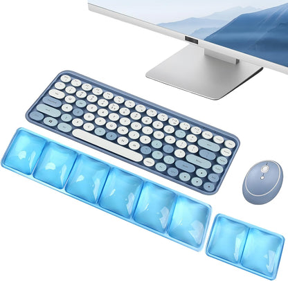 Gel Wrist Rest for Keyboard and Mouse Square Blue Plaid Clear Keyboard Wrist Rest Transparent Ergonomic Cute Checkered Mouse Wrist Pad Silicone Non-Slip Support for Computer Laptop Gaming Home Office