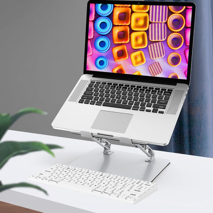 Laptop Stand for Desk, Adjustable Laptop Riser, Metal Foldable Computer Stand Holder Portable Notebook Mount, Ventilated Cooling Printer Stand Compatible with 10-15.6” Laptops