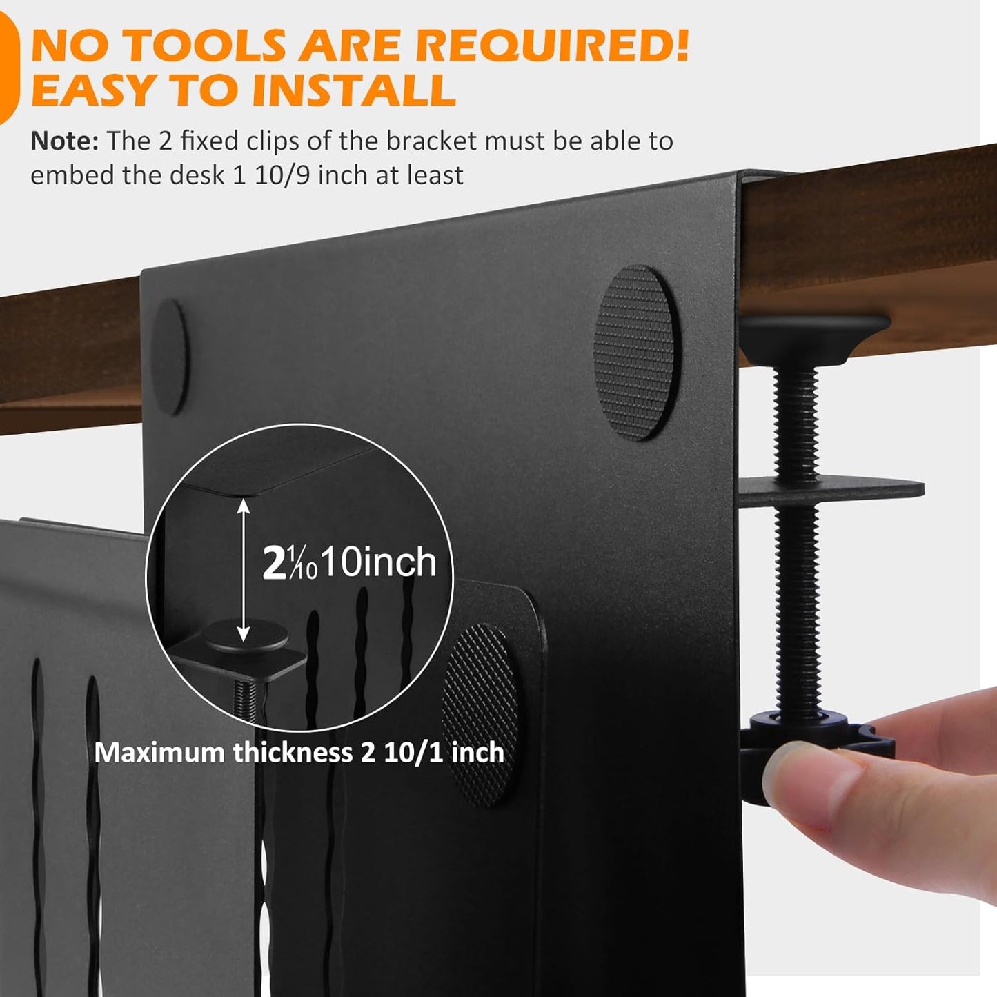 Desk Side Storage, Under Desk Laptop Mount, Table Side Hanging File Organizer, No Drill Clamp On Cable Management Tray, Laptop Holder with Magnetic Pen Holder for Office and Home