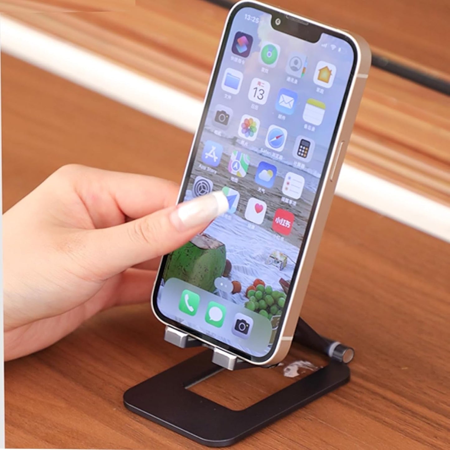 Foldable Phone Stand, Compact Aluminum Mini Cell Phone Holder for Desk,Desktop Portable & Adjustable Folding Metal Tablet Stand for iPad mini,Tablet and Cellphone