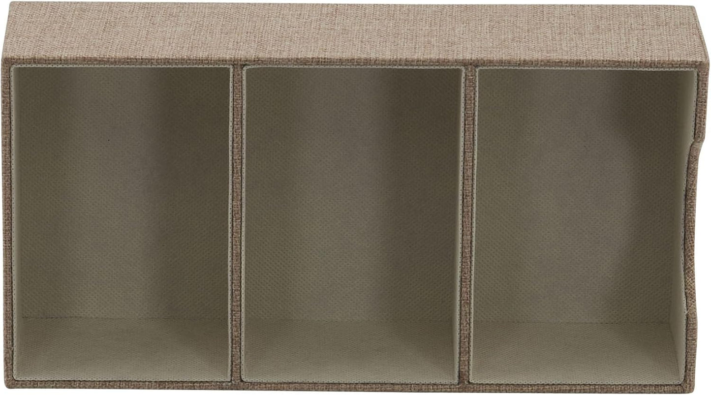 Household Essentials Grey 727-1 Deep 3 Section Drawer Organizer Box for Storage | 12 in x 6.13 in x 3.13