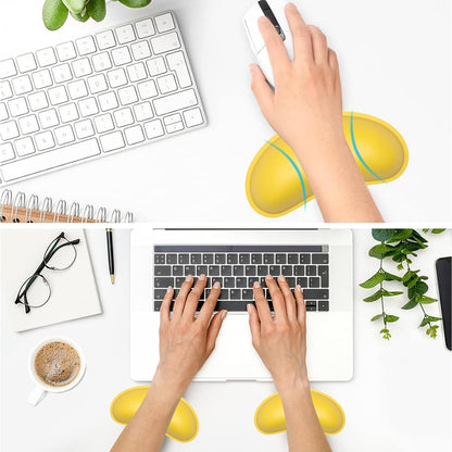 Dapesuom Keyboard Wrist Rest Set, Cute PU Leather Wrist Cushion for Computer Keyboard and Mousepad, Memory Foam Mouse Pad Rests Support with Non-Slip Base for Typing Pain Relief Laptop, Colonial White