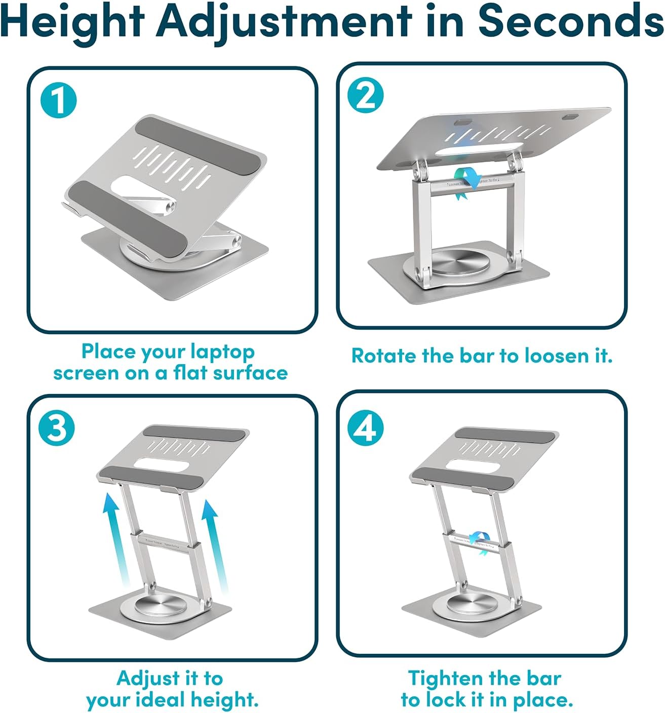 Lifelong Ergonomic Adjustable Laptop Stand for Desk - Height Up to 20" Portable Computer Laptop Riser Holder, Fits All MacBook Air & 10 15 17 Inches Laptops, Back to School Gift for Men & Women