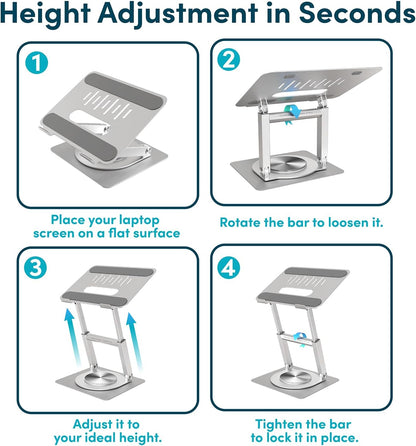 Lifelong Ergonomic Adjustable Laptop Stand for Desk - Height Up to 20" Portable Computer Laptop Riser Holder, Fits All MacBook Air & 10 15 17 Inches Laptops, Back to School Gift for Men & Women