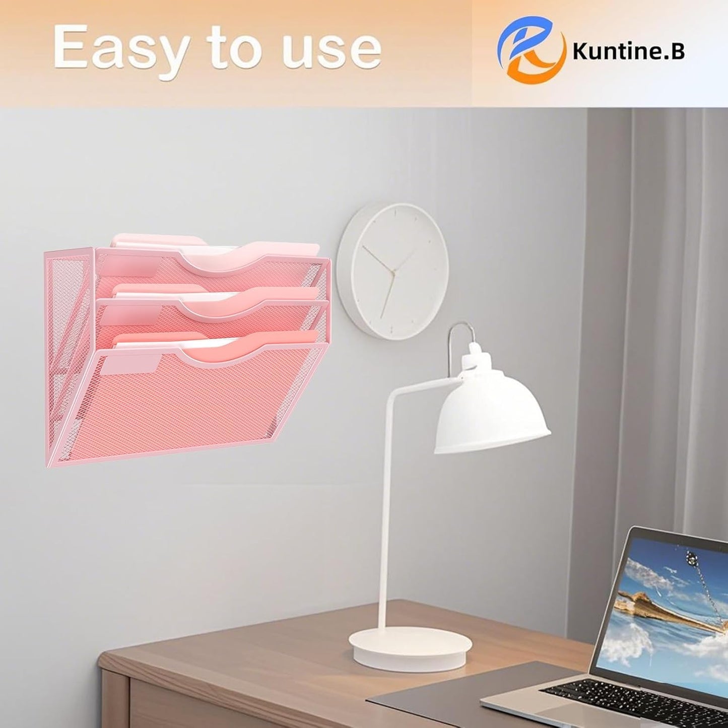 Kuntine.B Wall File Organizer Office Hanging Magazine Holder Wall File Organizer for Office Home (Black, 5 Tier)