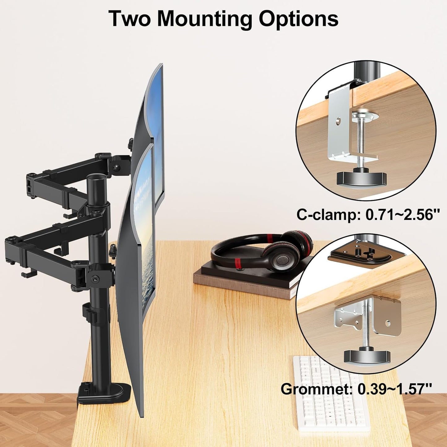 MOUNT PRO Single Monitor Stands Fits 13-32 inch/17.6 lbs Screen, Free-Standing Computer Monitor Mount for Desk, Display Standing with Adjustable Height/Tilt/Swivel/Rotation, VESA 75x75 100x100