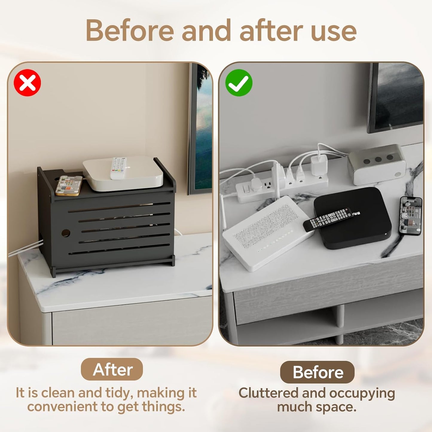 Wooden WiFi Router Storage Box Hider Shelf, Decorative Projector Box Hider Rack Countertop, for Cable, Modem, Internet, Router Power Cover Storage Organizer Cabinet Wall Mounted, Solid Wood